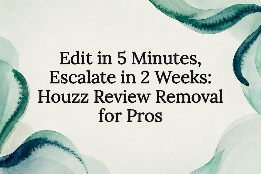 Edit in 5 Minutes, Escalate in 2 Weeks: Houzz Review Removal for Pros